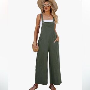 Army green casual overalls with pockets 3xl